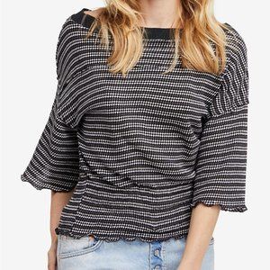 Free People Ebony Striped Waffle-Knit Top